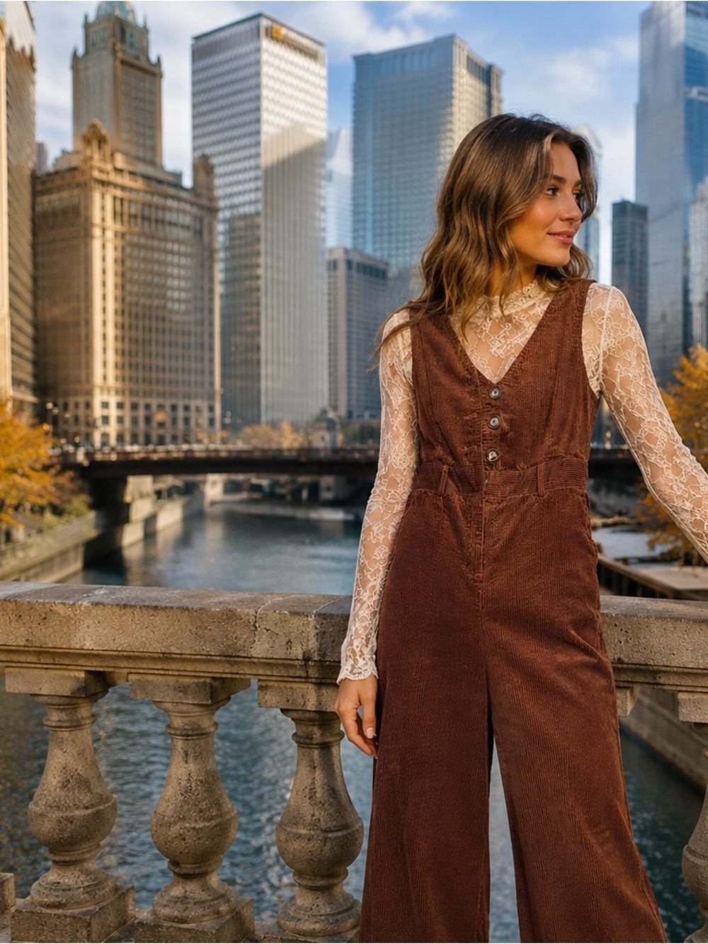 Corduroy Jumpsuit in Brown